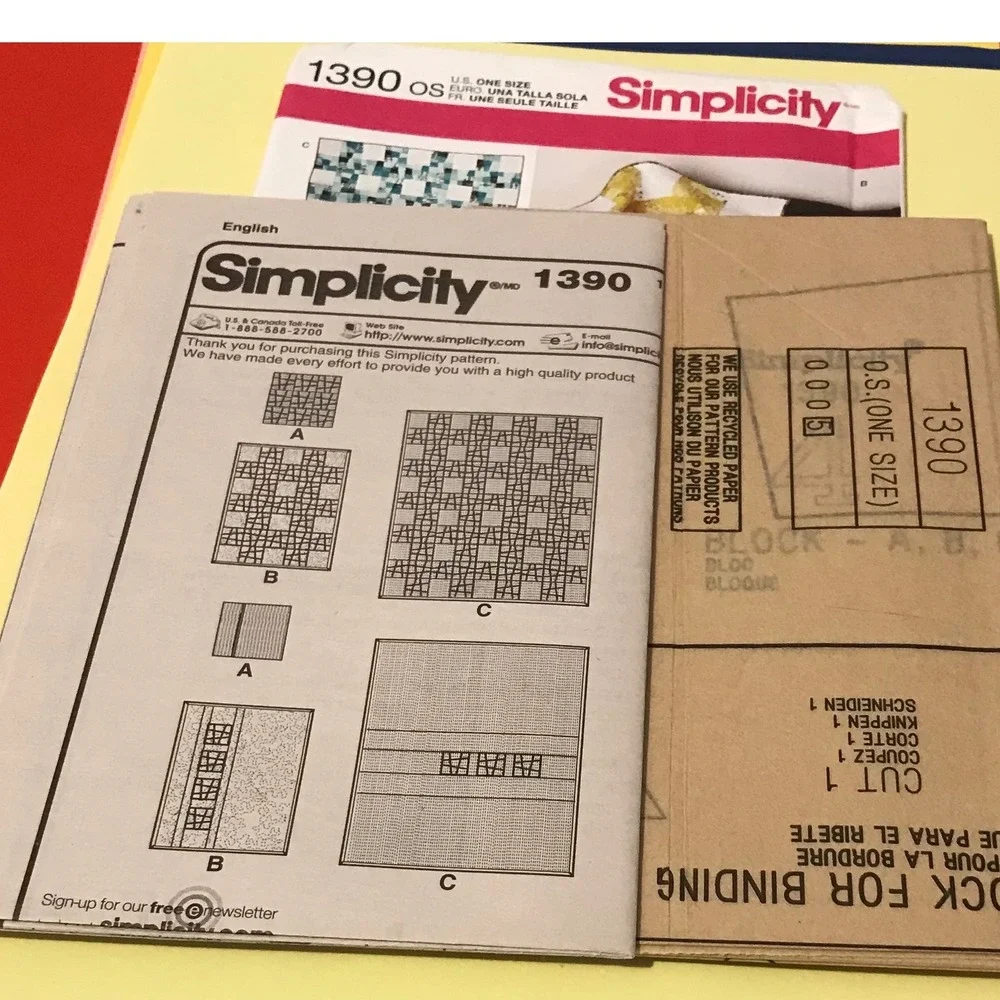 Simplicity 1390 Elizabeth Hartman Quilts Sewing Pattern Pillow Baby Throw Quilt